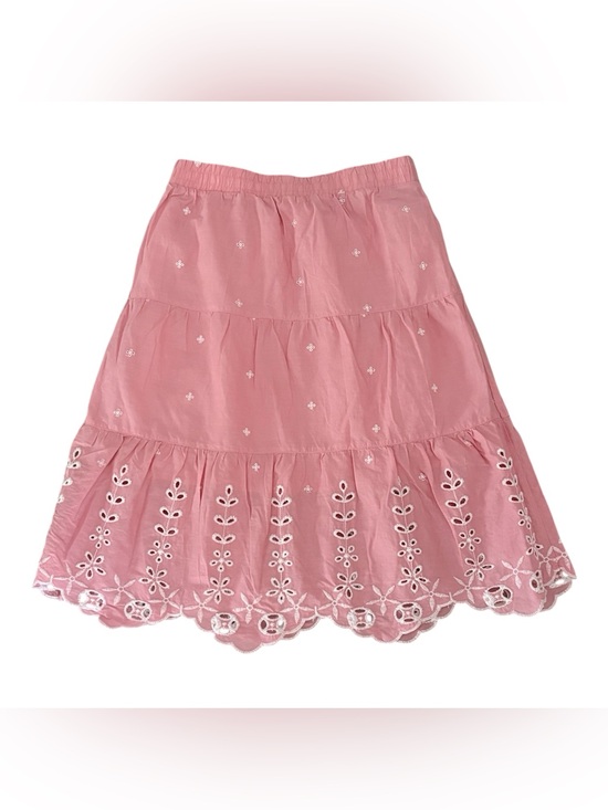 Paisley Lane Dresses & Skirts - Paisley Lane Girls Pink Tiered Embroidered Eyelet Knee Skirt Pull-On 10